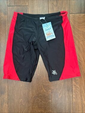 Men’s Black & Red Swim Hybrids – UPF 50+